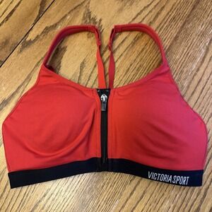 Victoria Secret Sports Knockout Sports Bra Zip Front Red 34C